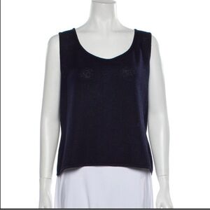 St. John Navy Sleeveless Top